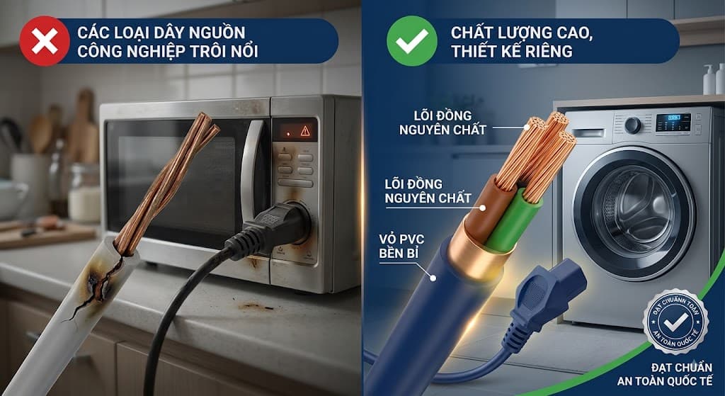 rủi ro khi sử dụng dây nguồn trôi nổi, dây nguồn có sẵn